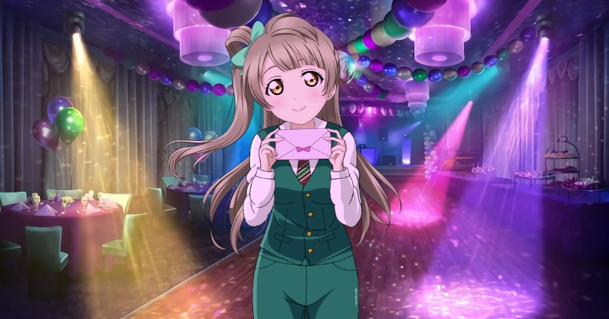 Kotori Minami wearing BTS V also known as Kim Taehyung's outfit in Dynamite since she wears green...