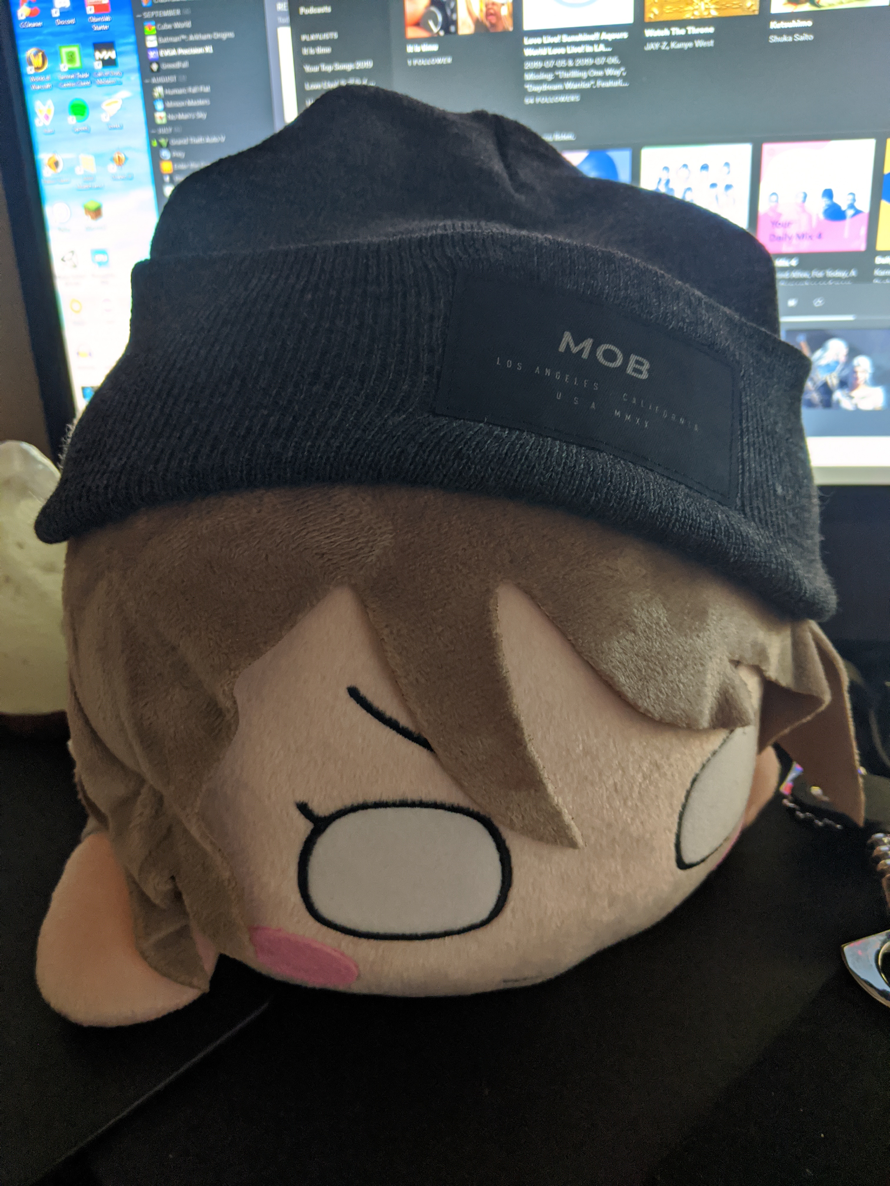 This is the only merch I own but I love the beanie on her :  last minute post to enter the contest.
