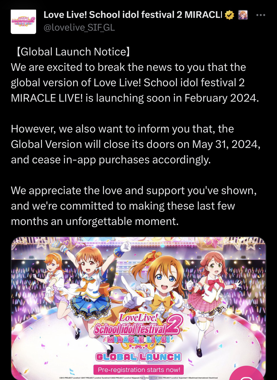I’ve been out of the loop on a lot of Love Live stuff since the two global mobile game shutdowns and...