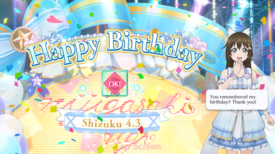 Happy birthday shizuku! Hope you have the most lovely birthday imaginable!