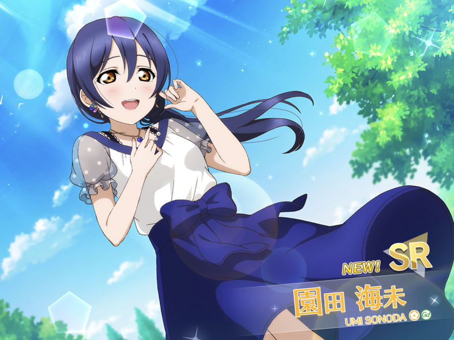 with the free scouting tickets, I managed to get Umi's initial SR! so now I have all of μ's initial...