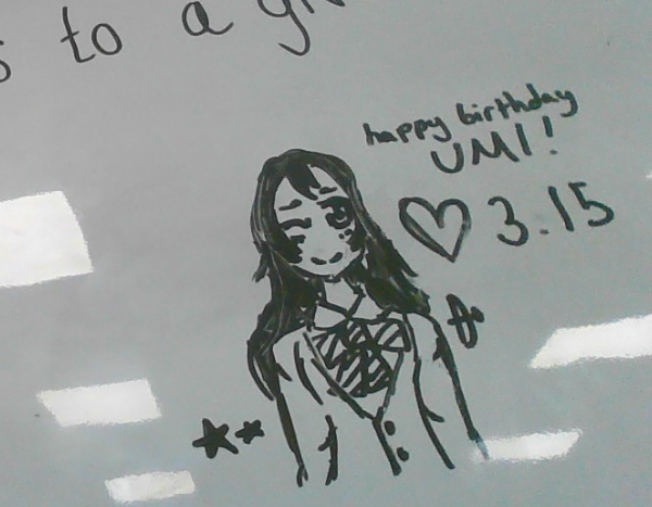 I tried to draw umi on the maths whiteboard 😱😱