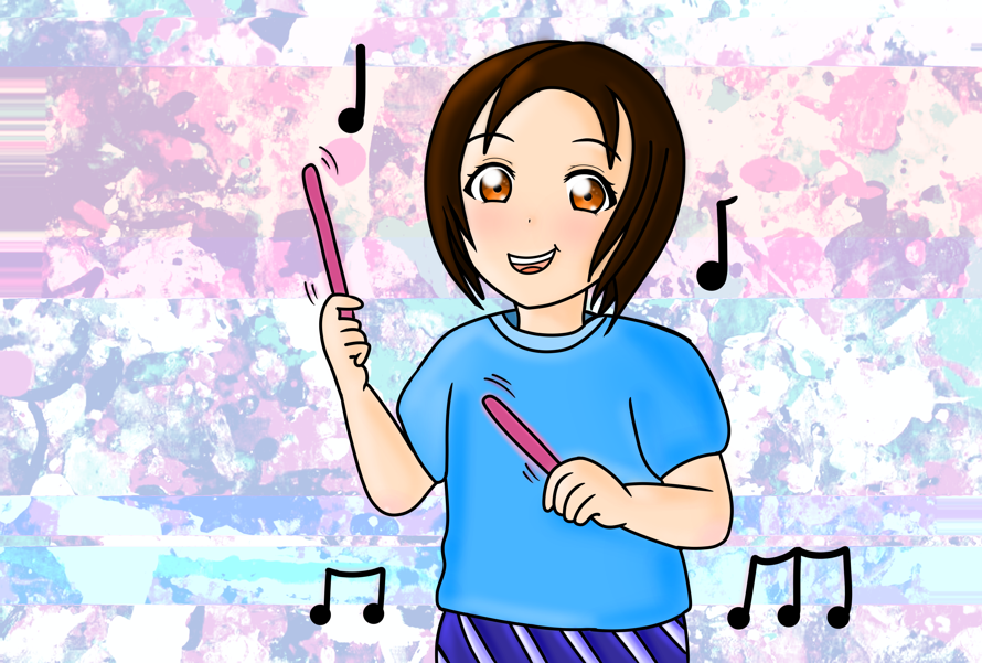 16th day! A Fan, So I drew a random Fan Girl with a pink glow stick. She is cheering for my fav...