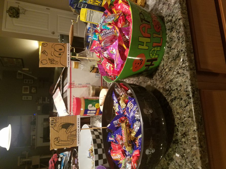 Wanted to show what my family has planned for Halloween tomorrow. We separated candy and made signs....