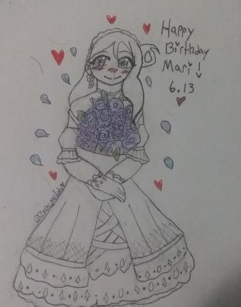 hii i made some  kind of bad  art for mari's birthday!! im sorry the quality isnt the best ;w; ill...