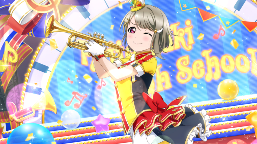 Best girl and trumpetist Kasumin came home. 4 Nijigasaki band SR's so far. 5 to go