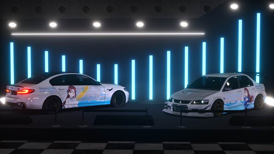 My own themed livery "Eikyuu Memories" with Riko for cars in racing sim.