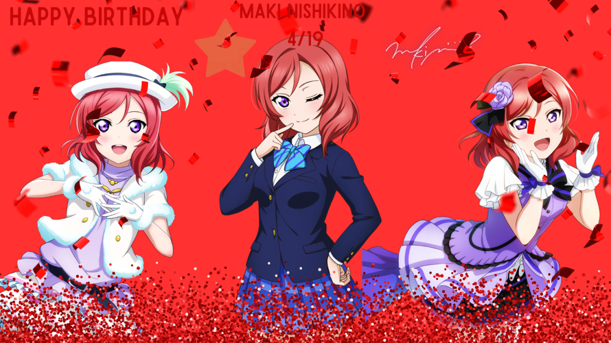 My second card for Maki! She may not be one of my favorites but I love her! Happy birthday Maki!!!~