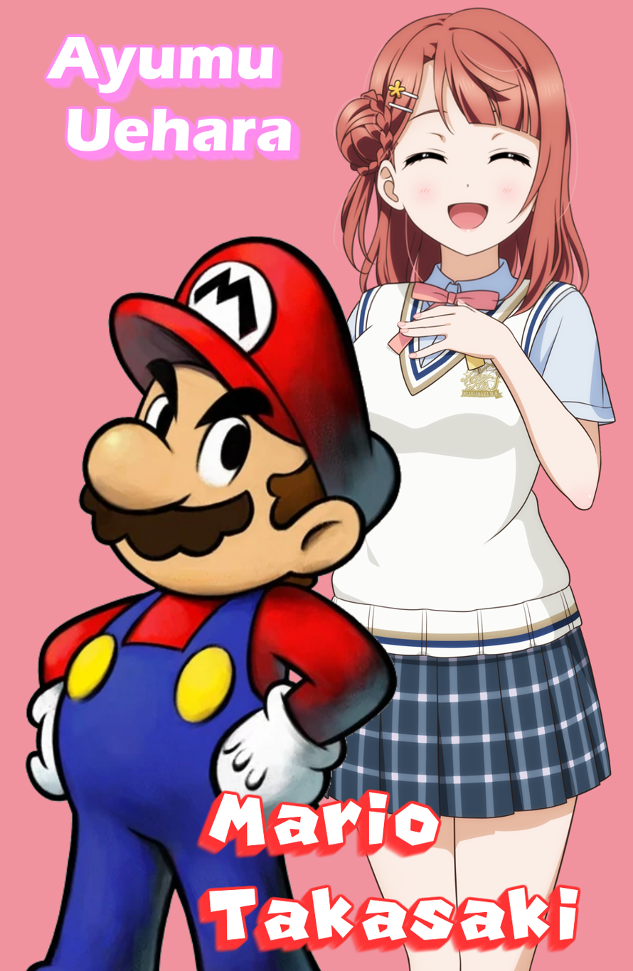 Happy birthday, Ayumu! Say, this person seems familiar... are you hanging out with Mario?