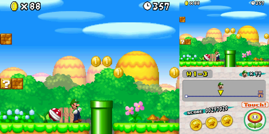 Here's another image from New Super Mario Bros. X! It's Luigi time! Wandering across the Piranha...