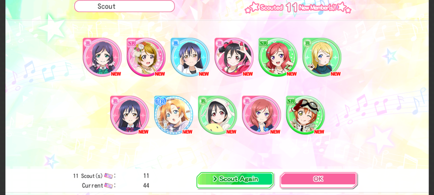 I was doing the scouting with the tickets that are login bonuses for now in the original School Idol...