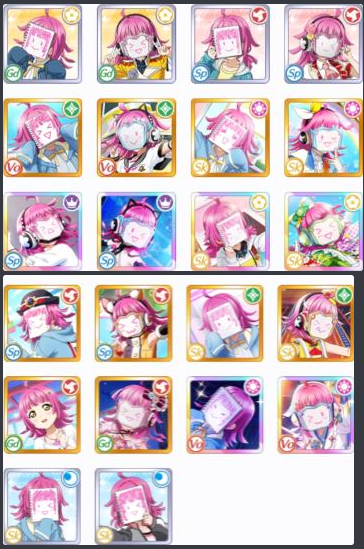 I finally completed my Rina set!!! I now have every single card of Rina Tennoji that is on SIFAS WW....