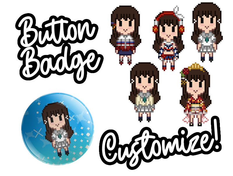 Custom button badge (specify color + illustration preference or we will choose for you)