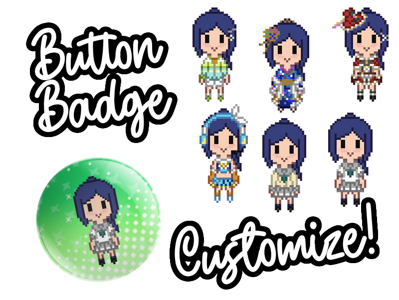 Custom button badge (specify color + illustration preference or we will choose for you)