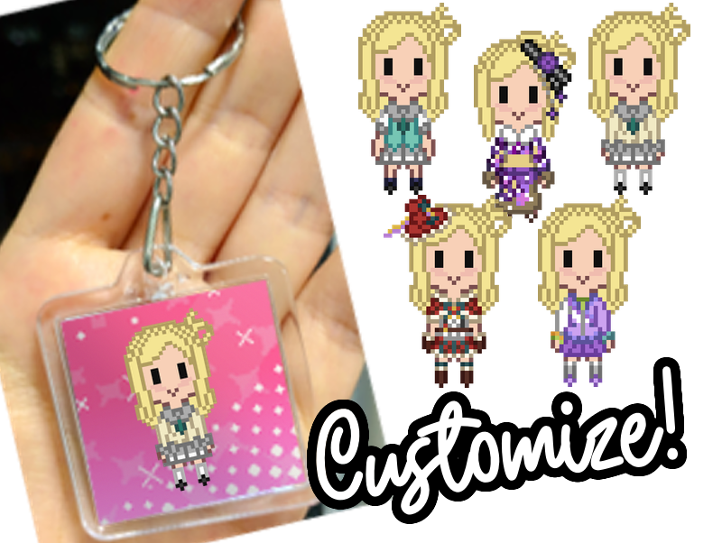 Custom keychain (specify color + illustration preference or we will choose for you)
