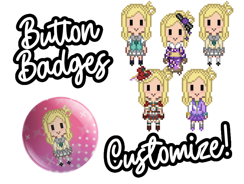 Custom button badge (specify color + illustration preference or we will choose for you)