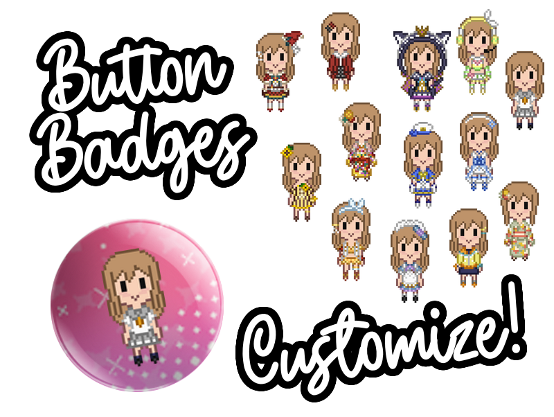 Custom button badge (specify color + illustration preference or we will choose for you)